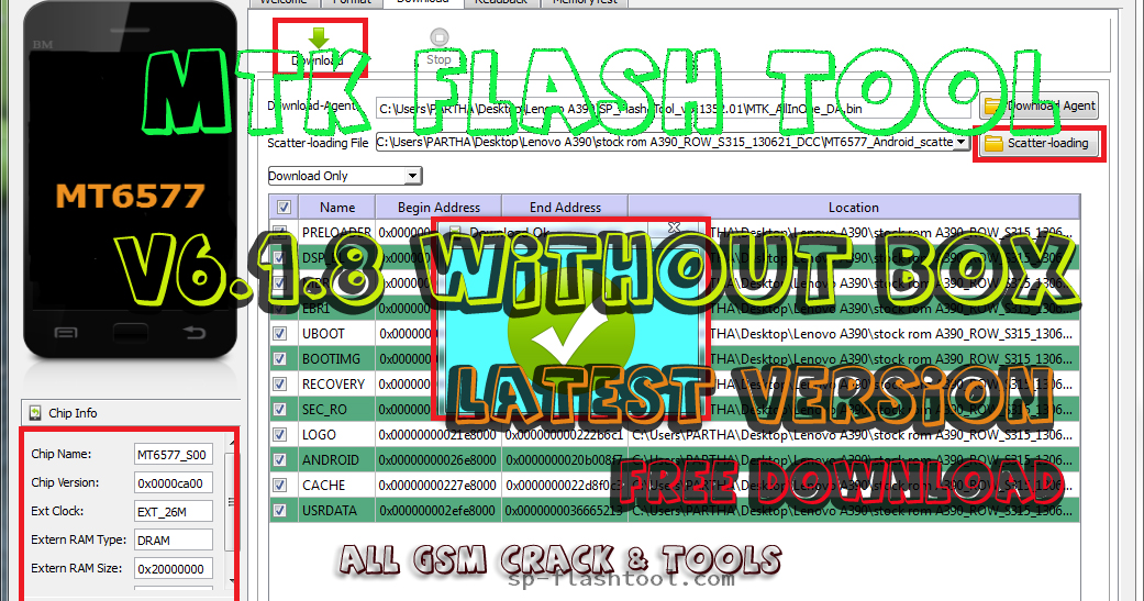 MTK Flash Tool v6.1.8 without Box Latest Version 2020 Free Download