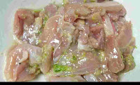 Marinated chicken pieces for chicken reshmi kabab