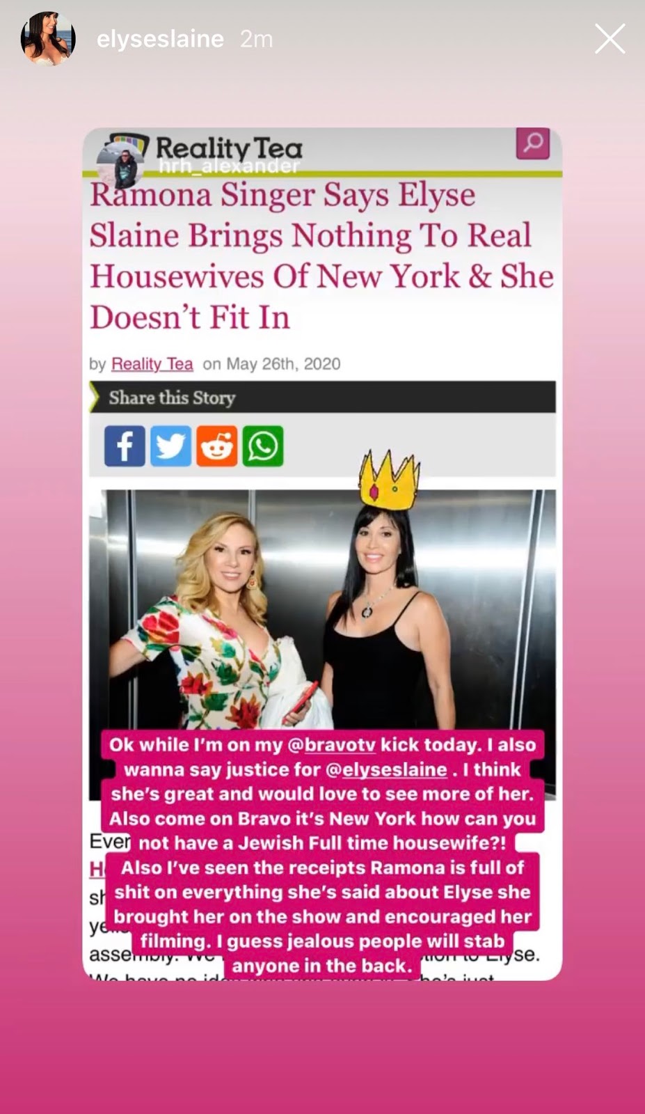 Elyse Slaine Claps Back At Ramona Singer For Saying That She “Doesn’t