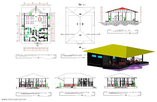 Restaurant 3D And 2D Dwg Project