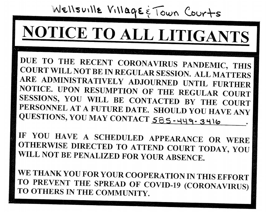 Wellsville Regional News (dot) com COVID adjourns Wellsville Village