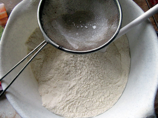 Sifted flour, baking powder and salt