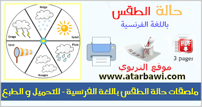 ملصقات حالة الطقس باللغة الفرنسية - للتحميل و الطبع