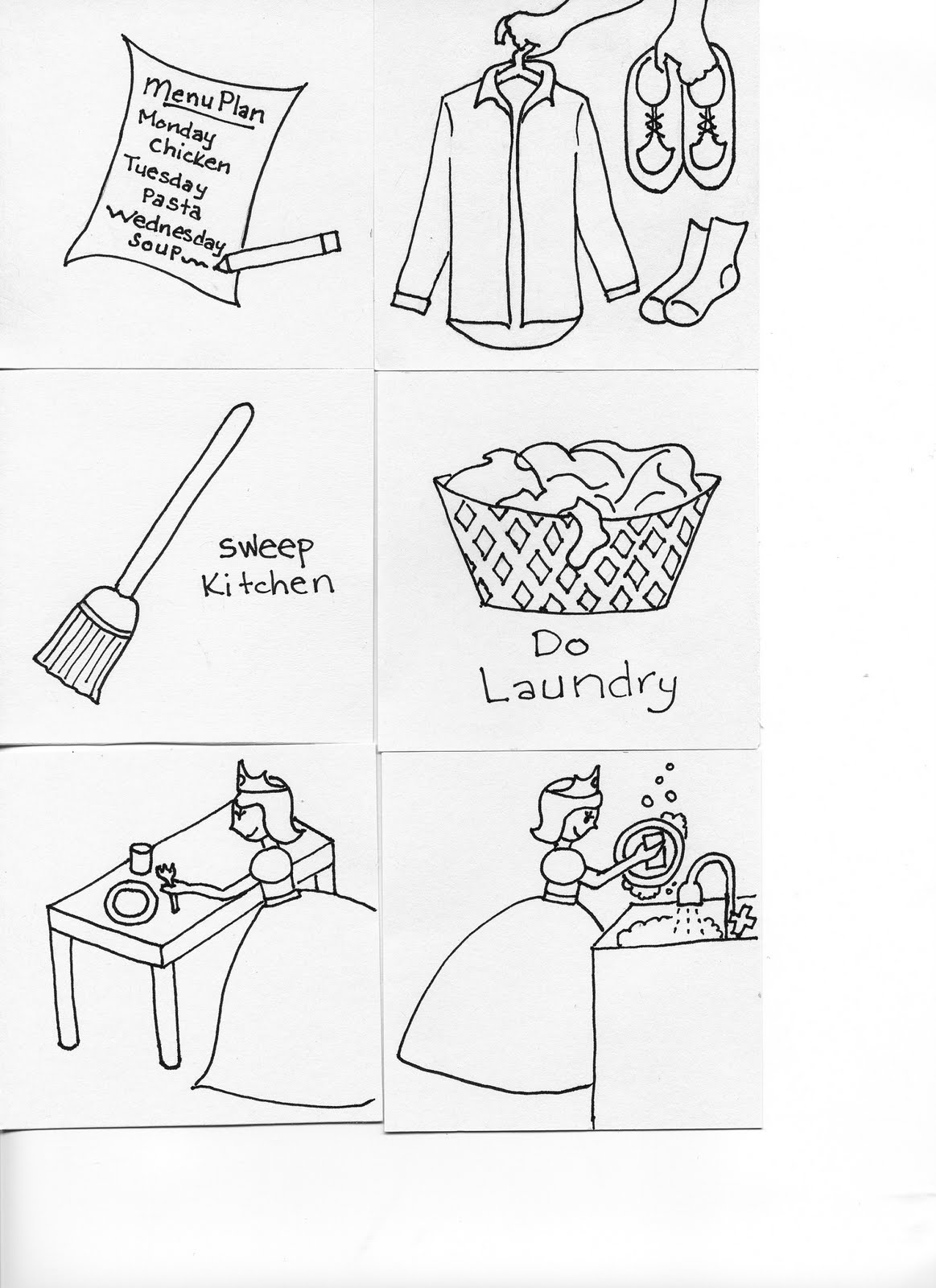 House Chores Pages Coloring Sketch Coloring Page