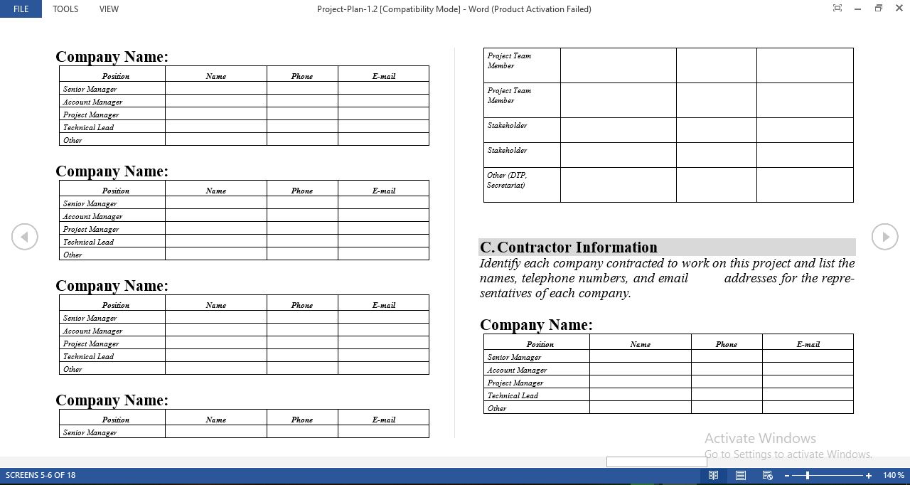Free Project Plan Template in Word Intended For Work Plan Template Word