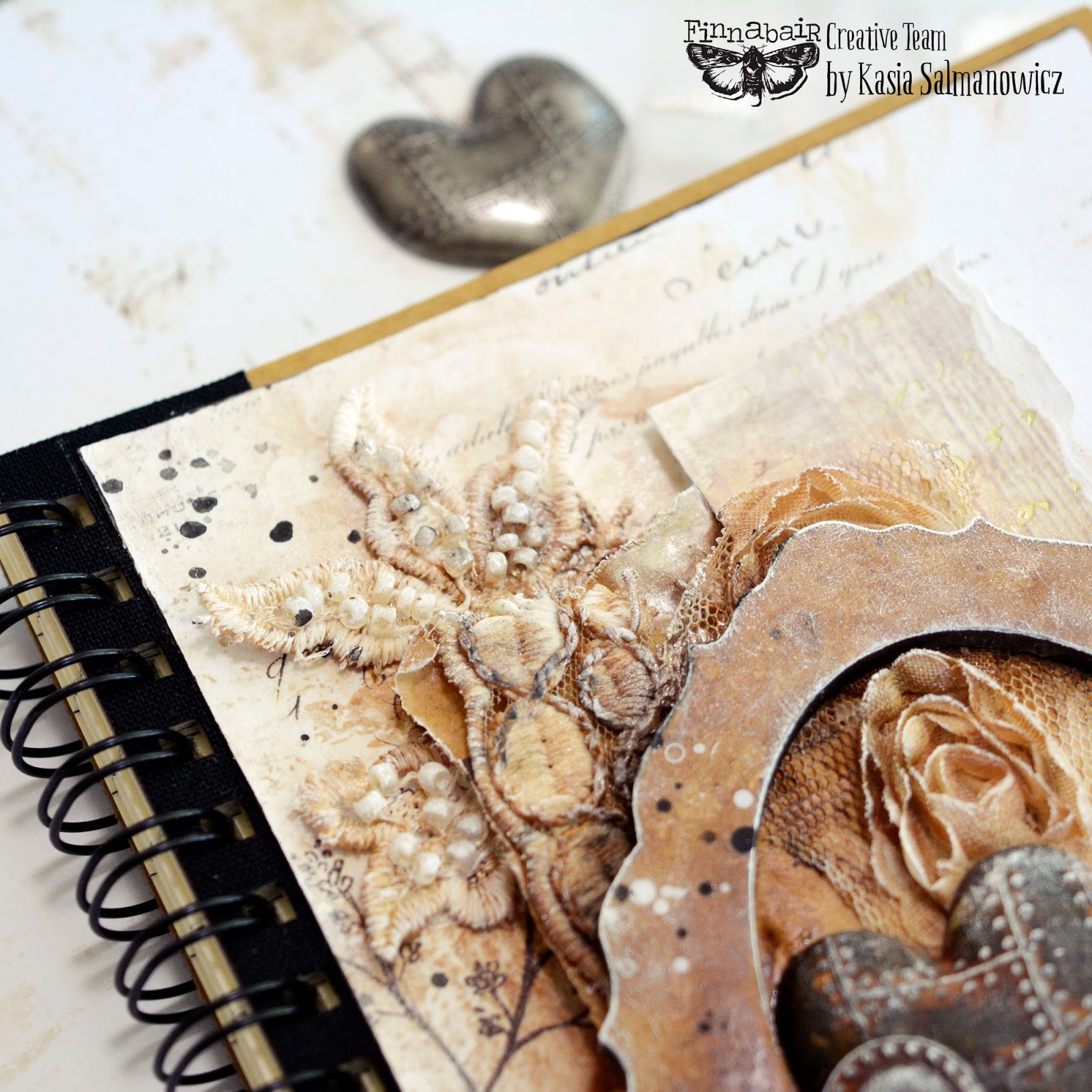 Finnabair Vintage artjournal page by Kasia Salmanowicz