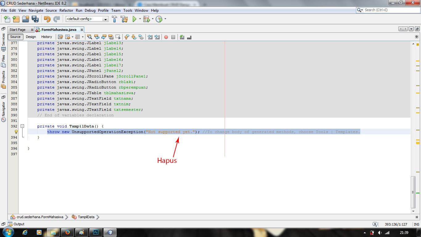 Membuat Program Aplikasi Crud Database Mahasiswa Dengan