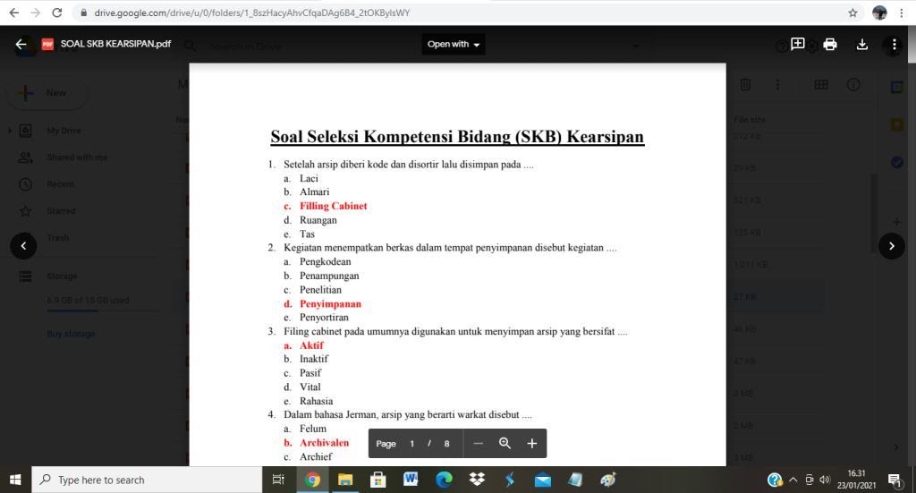 Contoh soal tes P3K Bidang Kearsipan disertai Kunci Contoh soal tes P3K Bidang Kearsipan disertai Kunci
