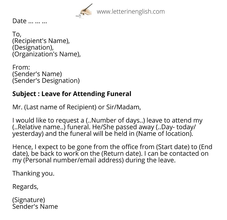 application letter for burial leave