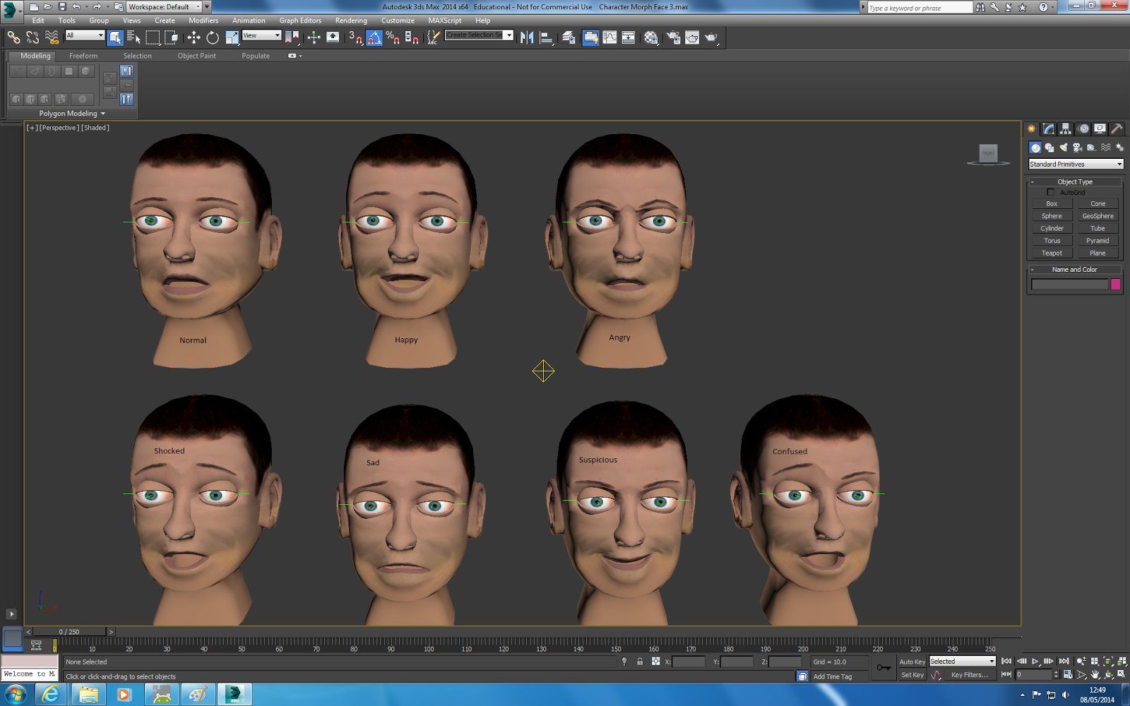 3D Character Animation: Facial expression animating.