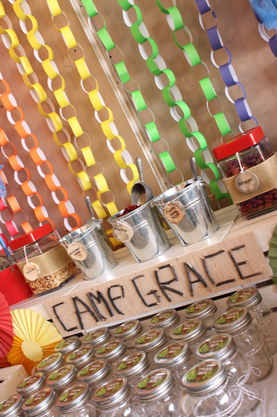 Buckets of Grace {Real Party} Camp Arts and Crafts Trail Mix Table