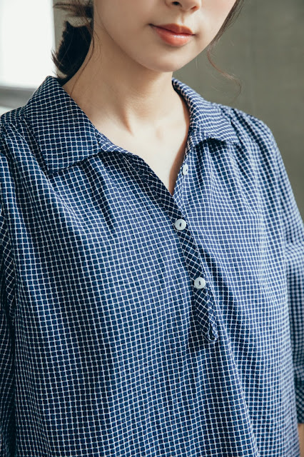 復刻-小塵埃七分袖U領開襟襯衫