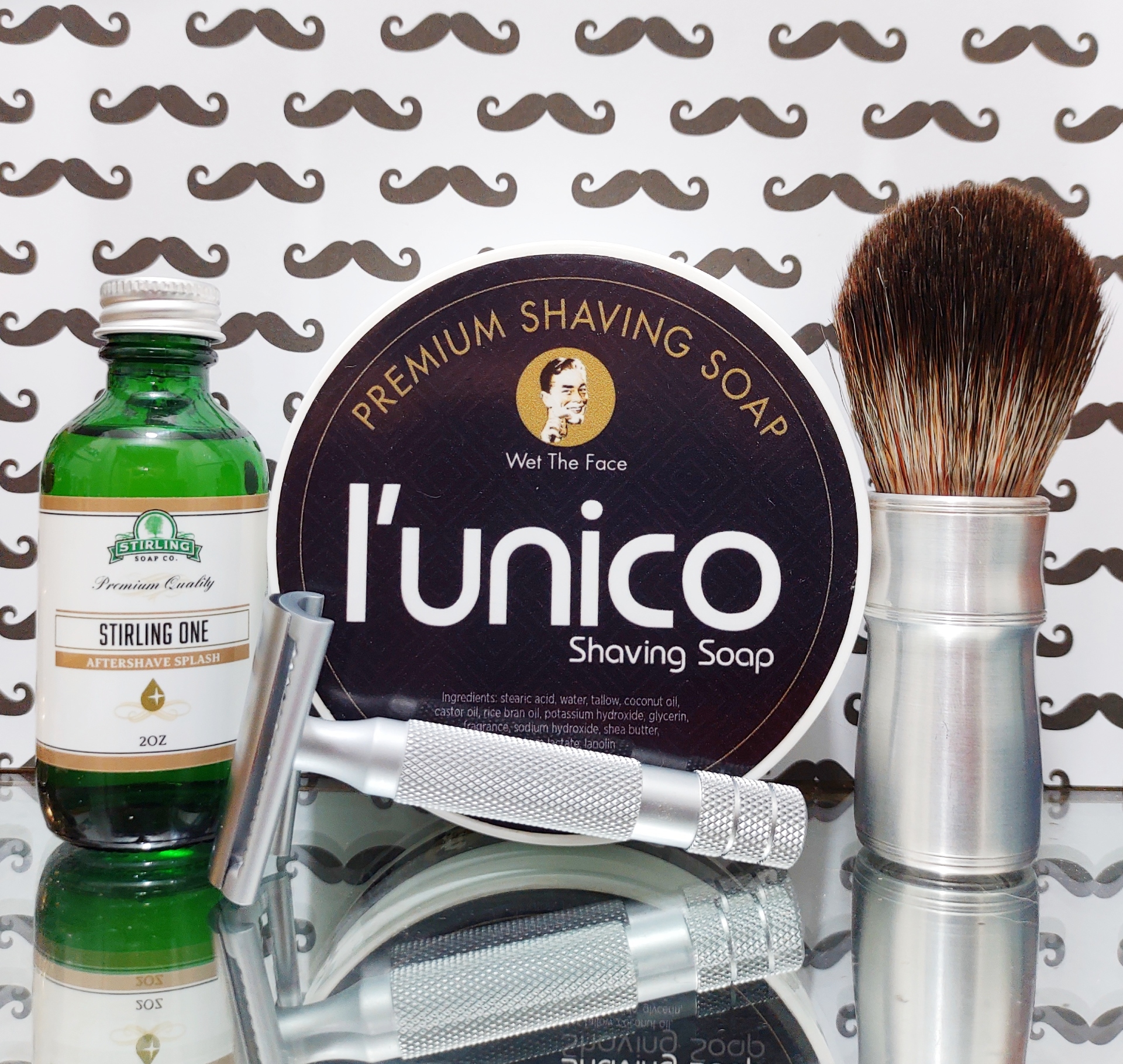 iKon X3 Slant, Wet The Face l'unico and Stirling One aftershave. Artisan Shaving iKon X3 Slant, Wet The Face l'unico and Stirling One aftershave. Artisan Shaving