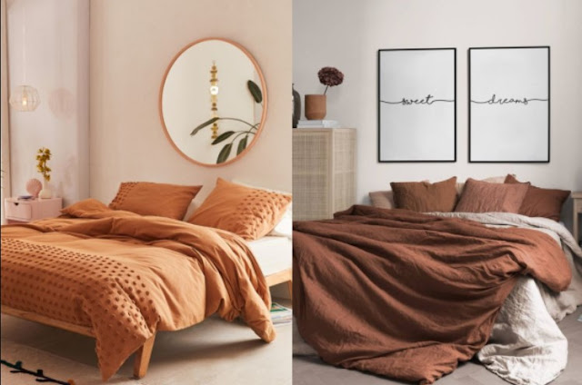 brown two colour combination for bedroom walls