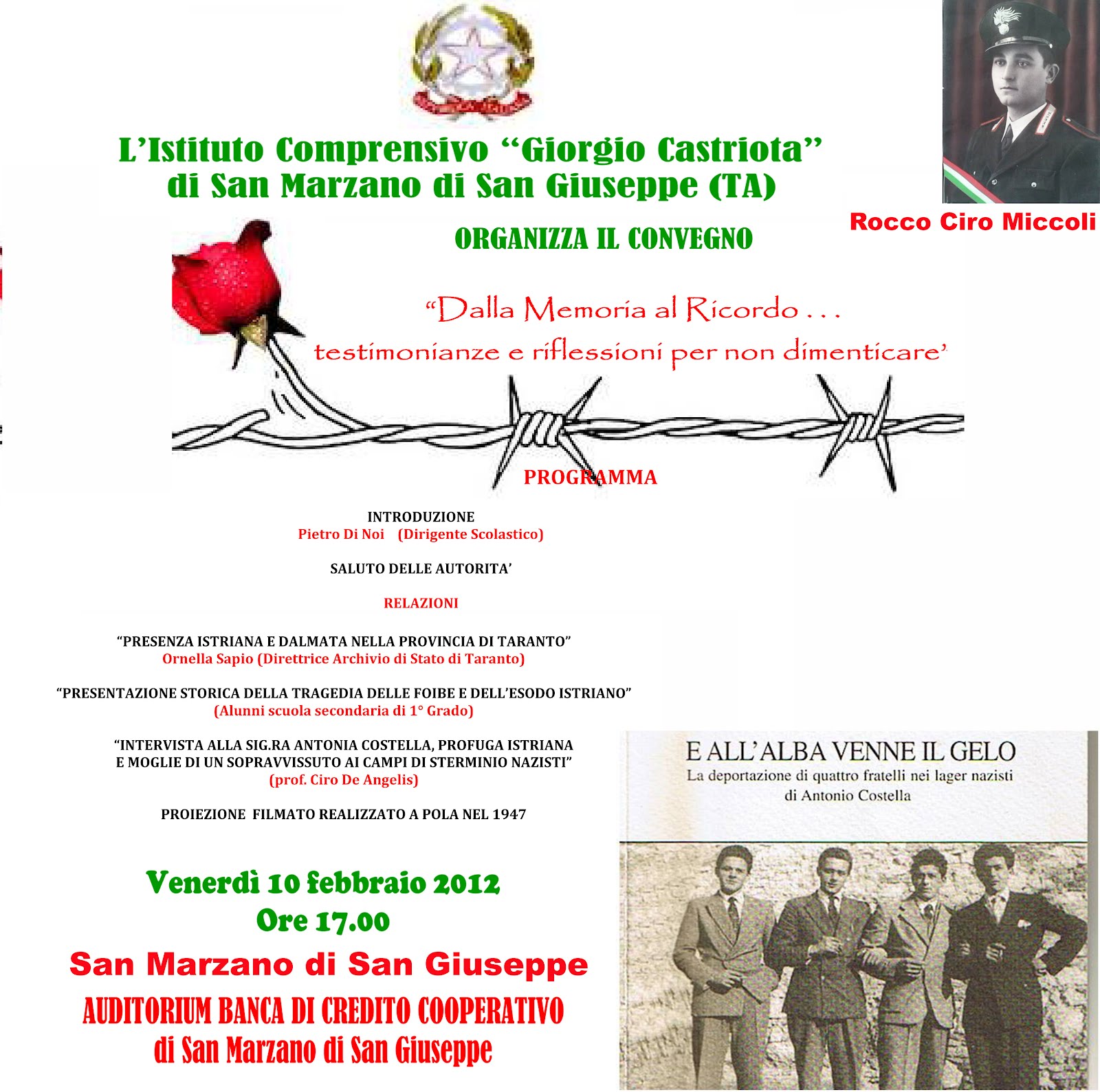 Tutto il resto è noia Per non dimenticare, convegno domani a San Marzano di San Giuseppe