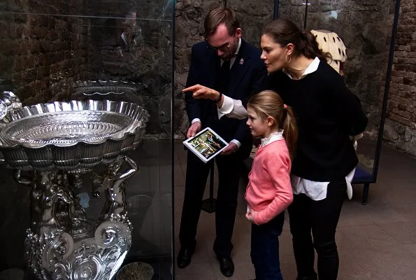 Crown Princess Victoria and Princess Estelle of Sweden visited the Royal Treasury at the Royal Palace of Stockholm