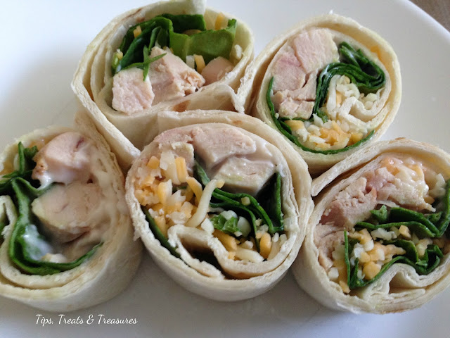 Tips, Treats & Treasures: Chicken Wraps - with Avocado, Cheese, Spinach ...