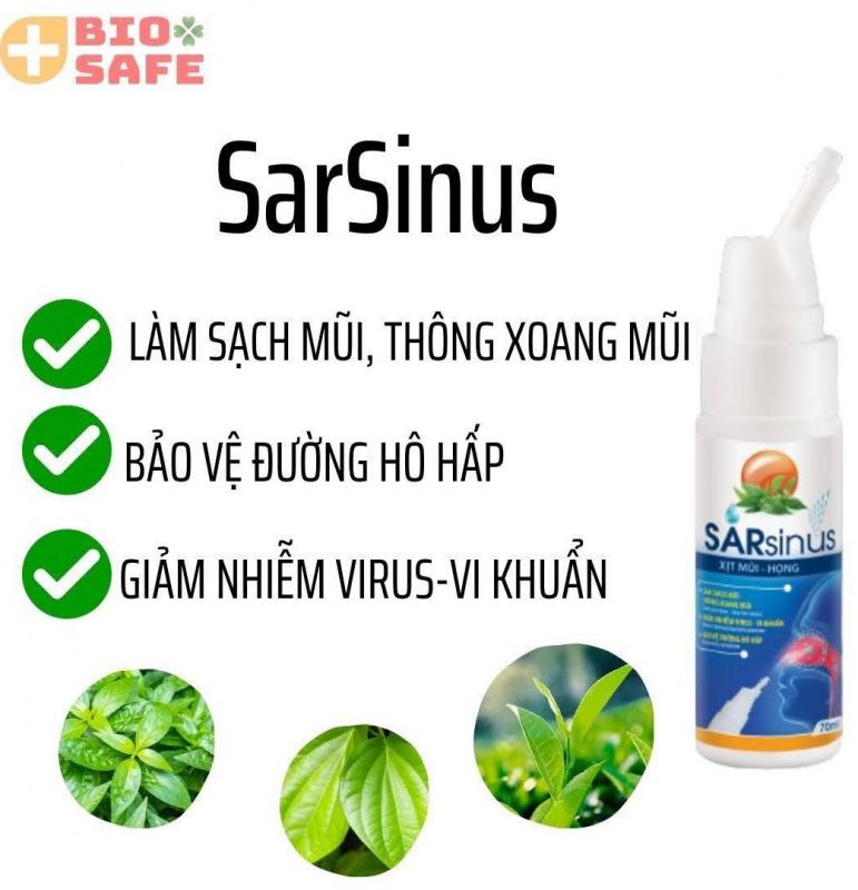 [3T Pharma] Xịt Mũi Họng Sát Khuẩn Sarsinus – Lọ 70ml