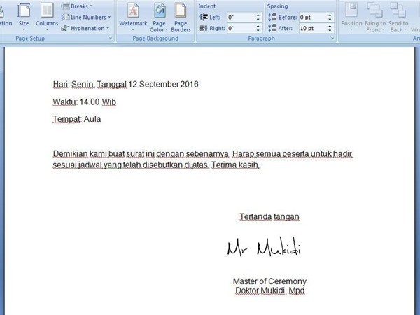 2 Cara Mengatur Posisi Tanda Tangan Di Microsoft Word