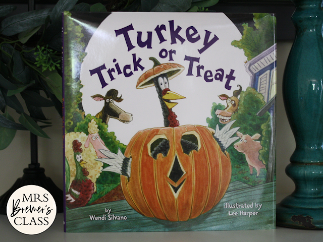 Turkey Trick or Treat book study activities unit with Common Core aligned literacy companion activities and a craftivity for Kindergarten and First Grade