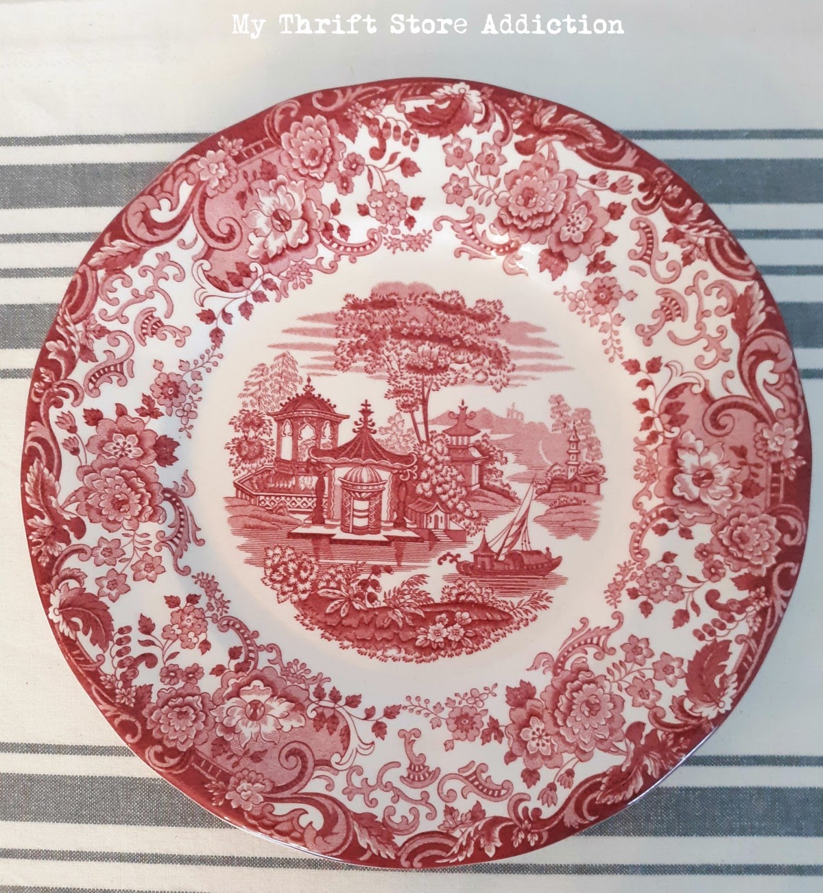 red transferware valentine vignette