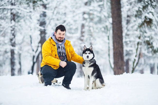 Zimowy spacer z psem 