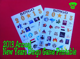 2013 New Years Bingo Game Free Printable by Kims Kandy Kreations. Remember the highs & Lows of 2013 with a fun bingo game for your New Years party
