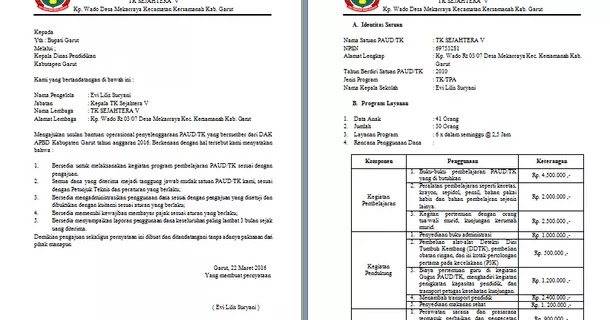 Contoh Format Pengajuan Dana Bop Paud Tk Melalui Dak Dana Alokasi Khusus Apbd Berkas Edukasi