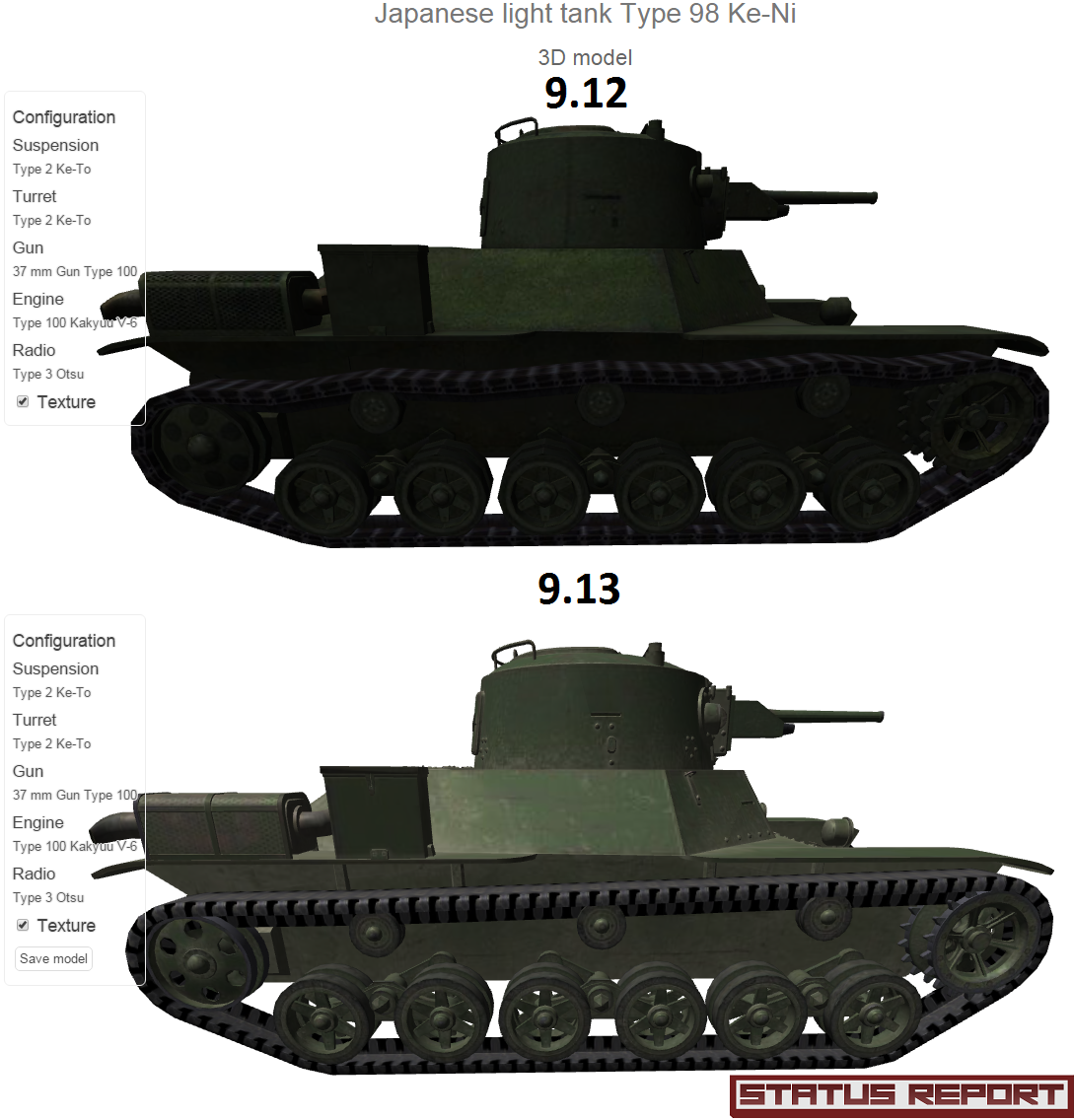 Status Report: 9.13: Type 98 Ke-Ni Armor Changes