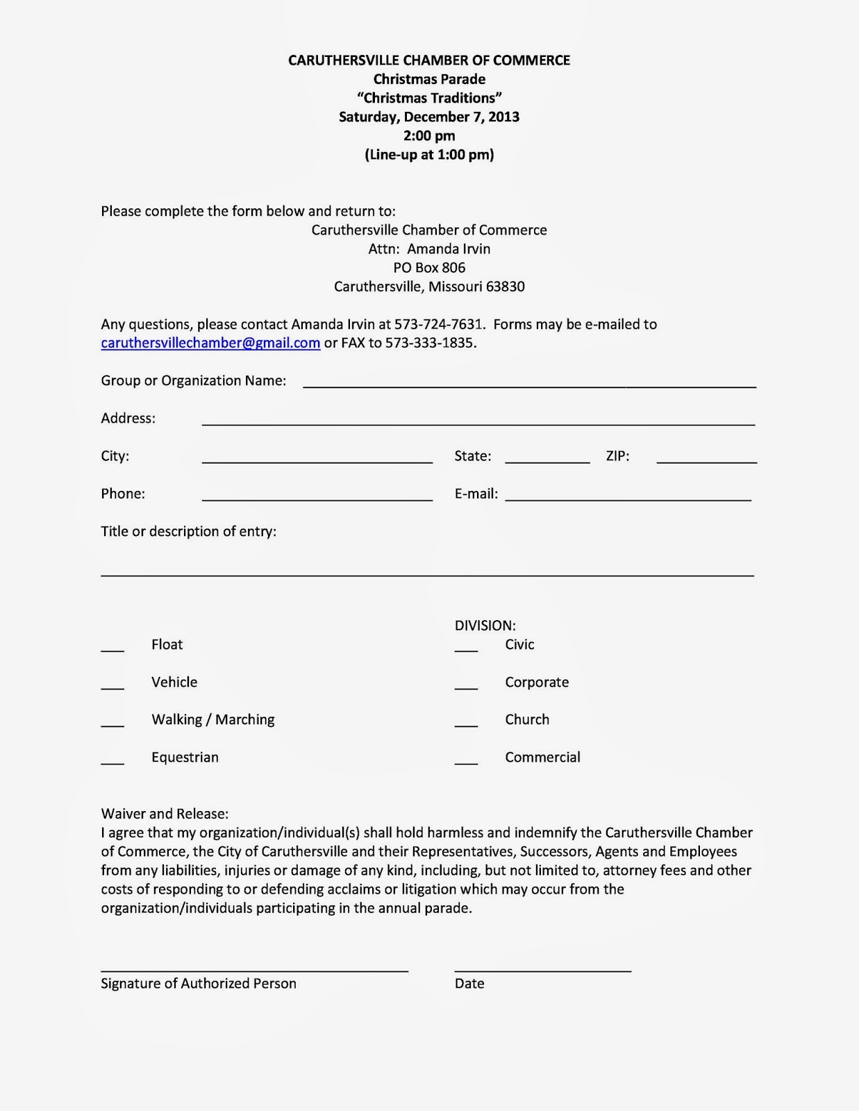 Caruthersville Chamber of Commerce November 2013