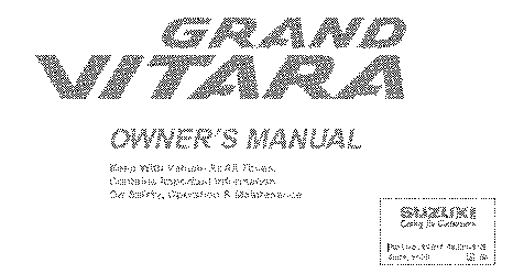 2004 Suzuki Vitara Owners Manual