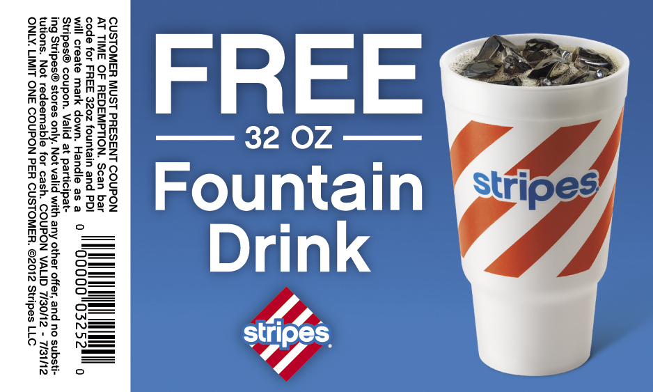 The Magic of Coupons Free 32oz Fountain Drink Stripes