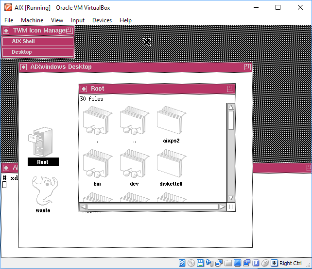 Running AIX x86 on Laptop IBM AIX PS/2 1.3 for Intel i386 in Virtual