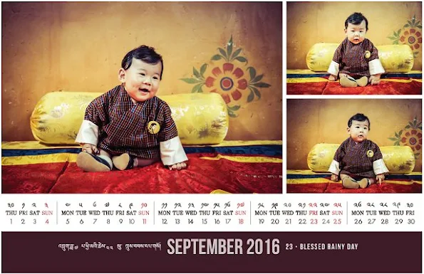 The new September calendar bearing the photos of the Crown Prince of Bhutan was published