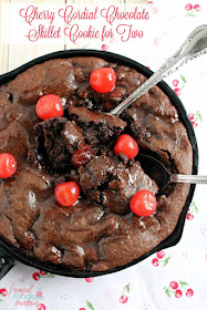 Chocoate Cherry Cordial Cookie made in a skillet 