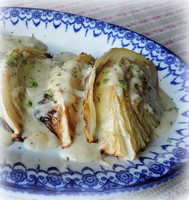 Roast Cabbage with a Dill & Mustard Sauce