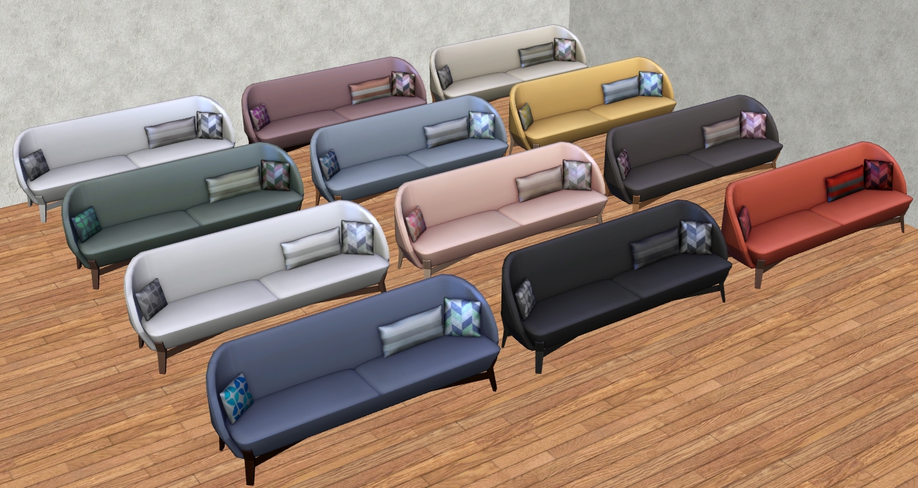 TheNinthWaveSims The Sims 2 TS4 Home Design Swooped Back Sofa For