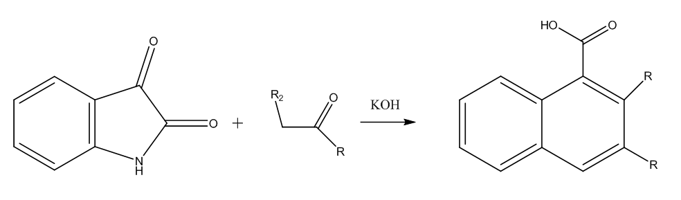الشكل (9) تفاعل pfitzinger للايساتين