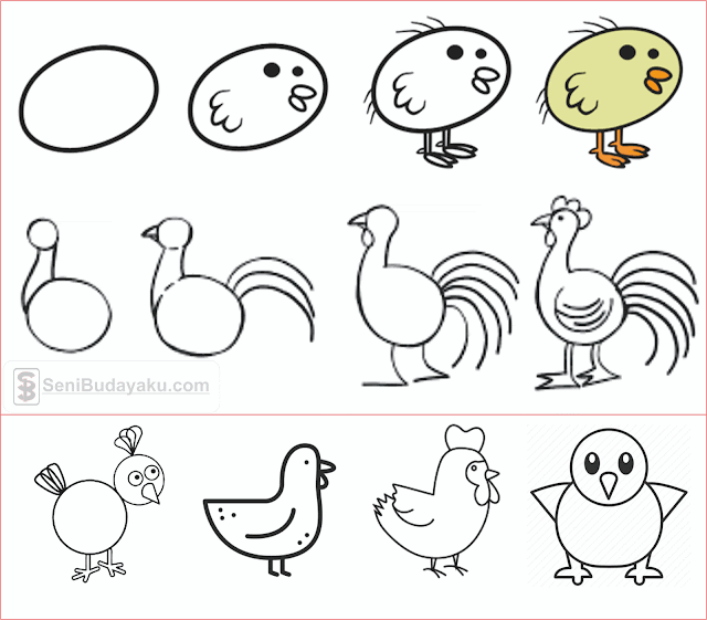 10 Cara Menggambar Ayam Dengan Mudah Seni Budayaku 10 Cara Menggambar Ayam Dengan Mudah Seni Budayaku