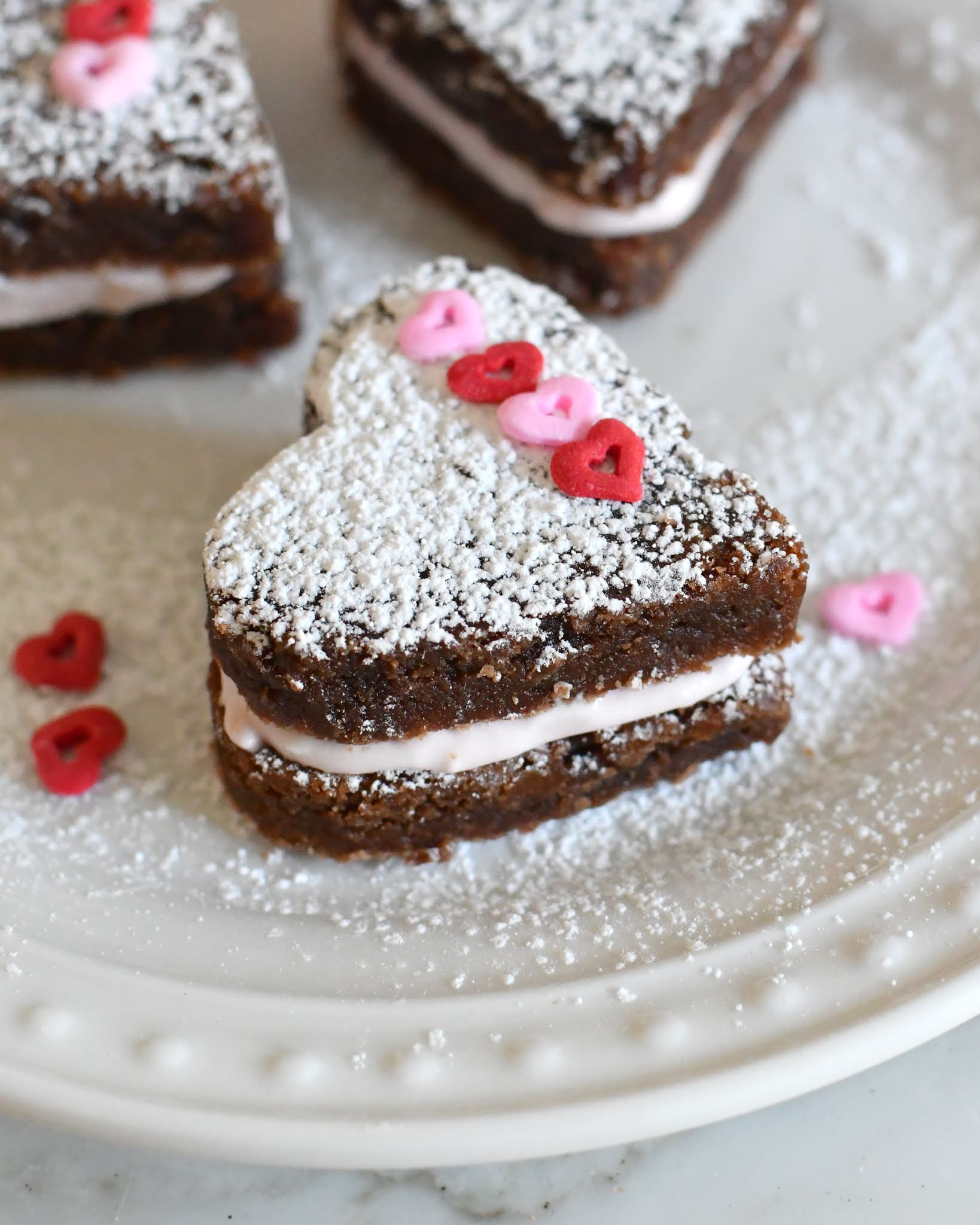 Heart-Shaped Brownie Sandwiches with Strawberry Mousse recipe