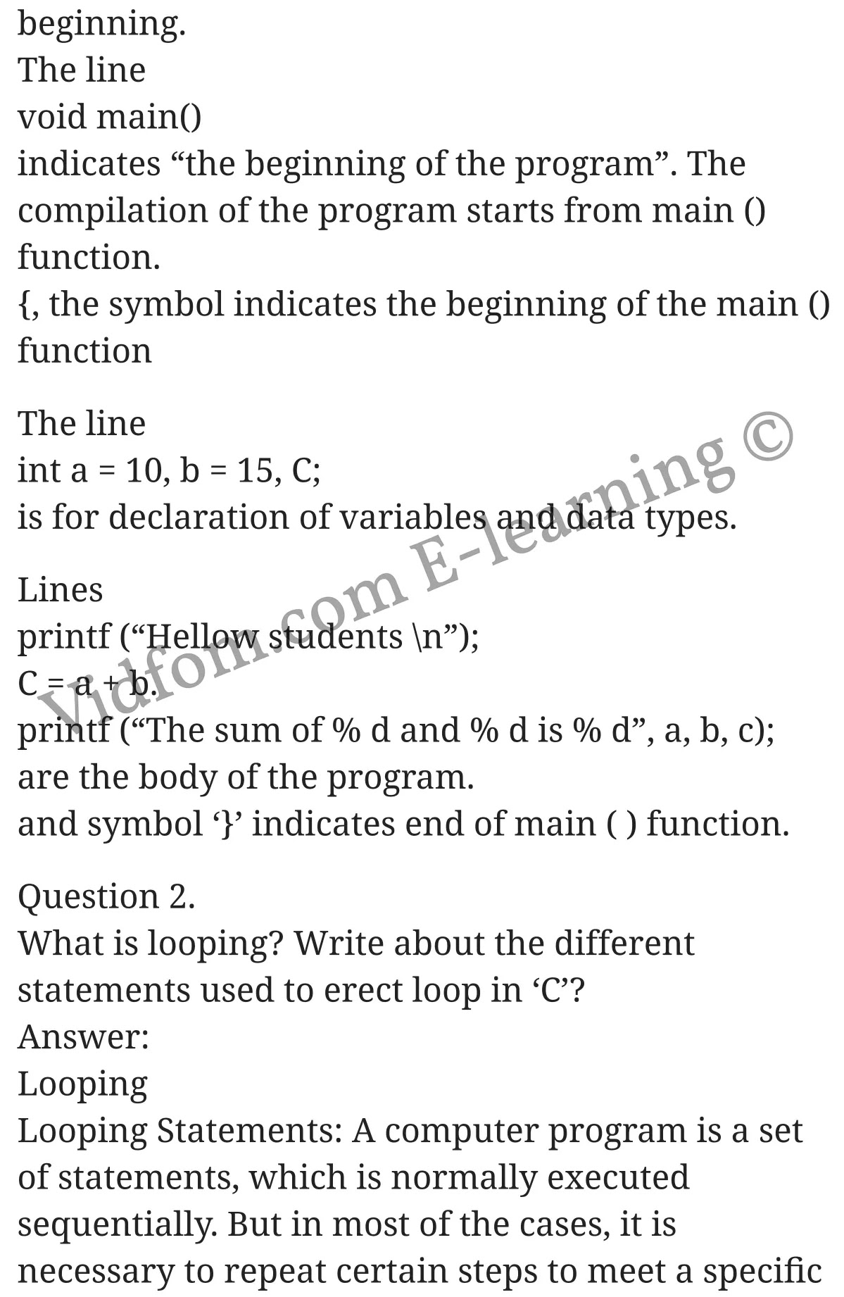 Class 10 Computer Science Chapter 7 Introduction to ‘C’ English Medium ...