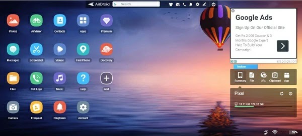 عرض شاشة الهاتف على Google Chrome ببرنامج AirDroid عرض شاشة الهاتف على Google Chrome ببرنامج AirDroid