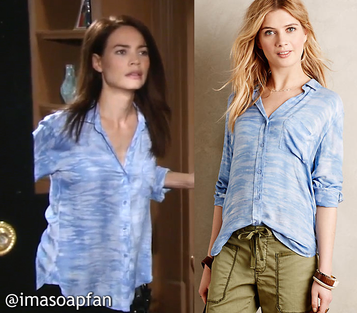 Elizabeth Webber's Sky Blue Blouse - General Hospital, Season 54, Episode 09/27/16