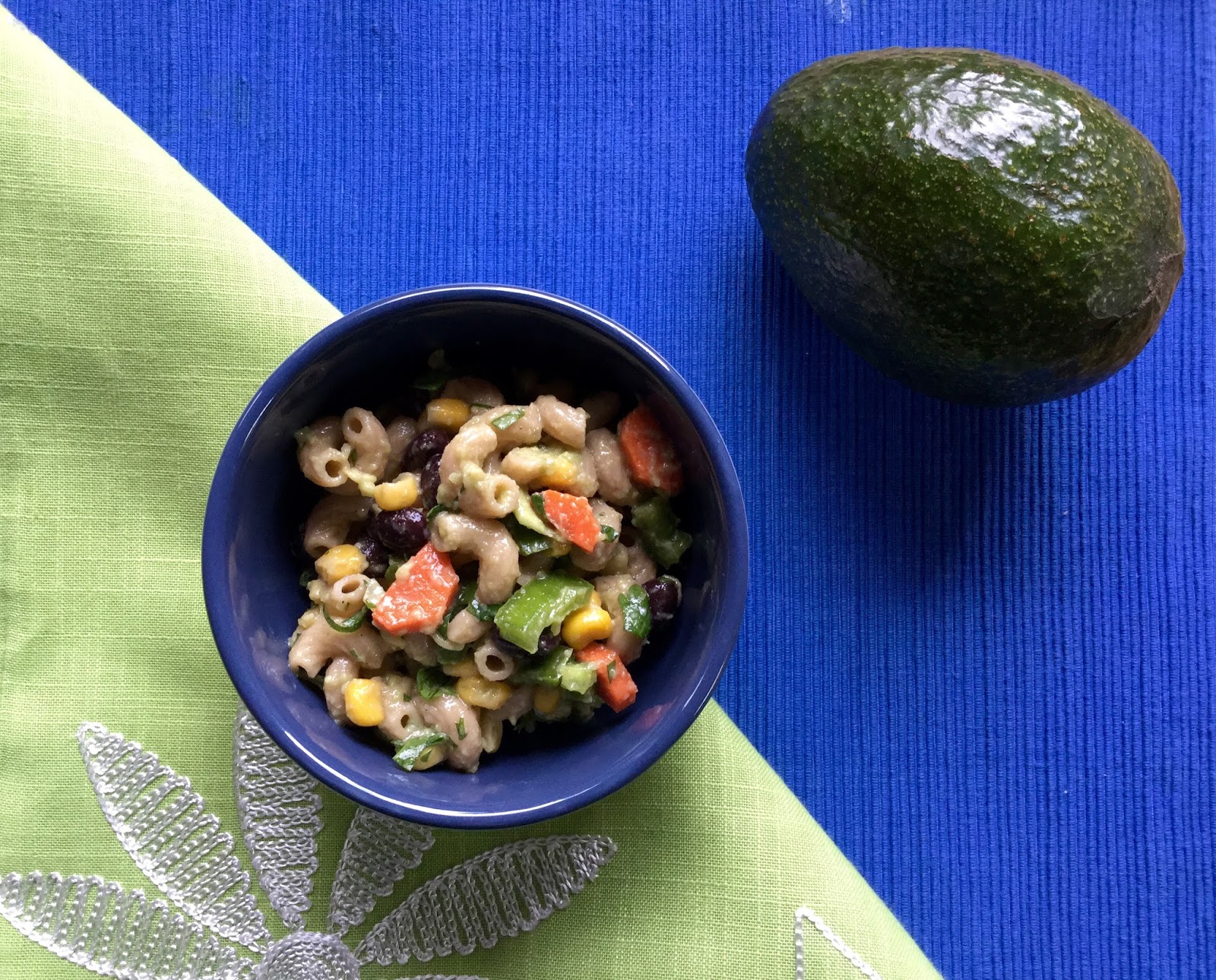 Home Cooked Vegan Mexican Pasta Salad with Avocado Lime Dressing