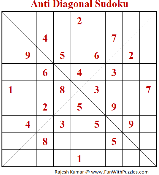 Anti Diagonal Sudoku Puzzle (Fun With Sudoku #389)