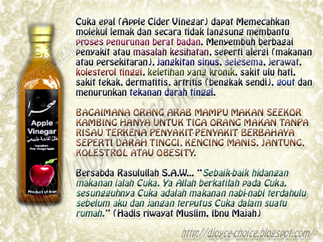D'joyce choice: Cuka Epal (Apple Cider Vinegar)