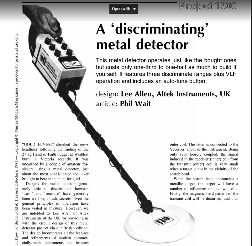 A Discriminating Metal Detector pdf Ebook Rich Arduino