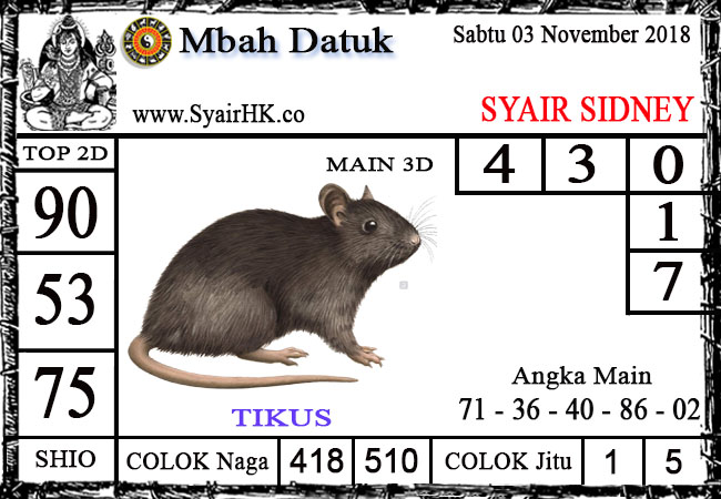 Kode Syair Sydney 3 November 2018 Kode Syair Sgp Hk Sd Motesia