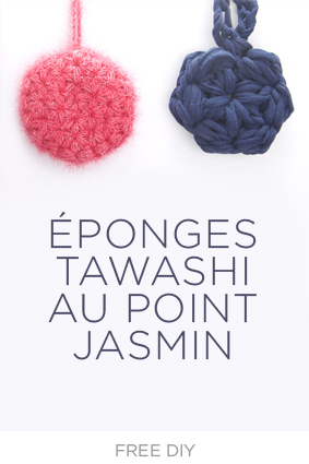 éponge tawashi à crocheter au point jasmin