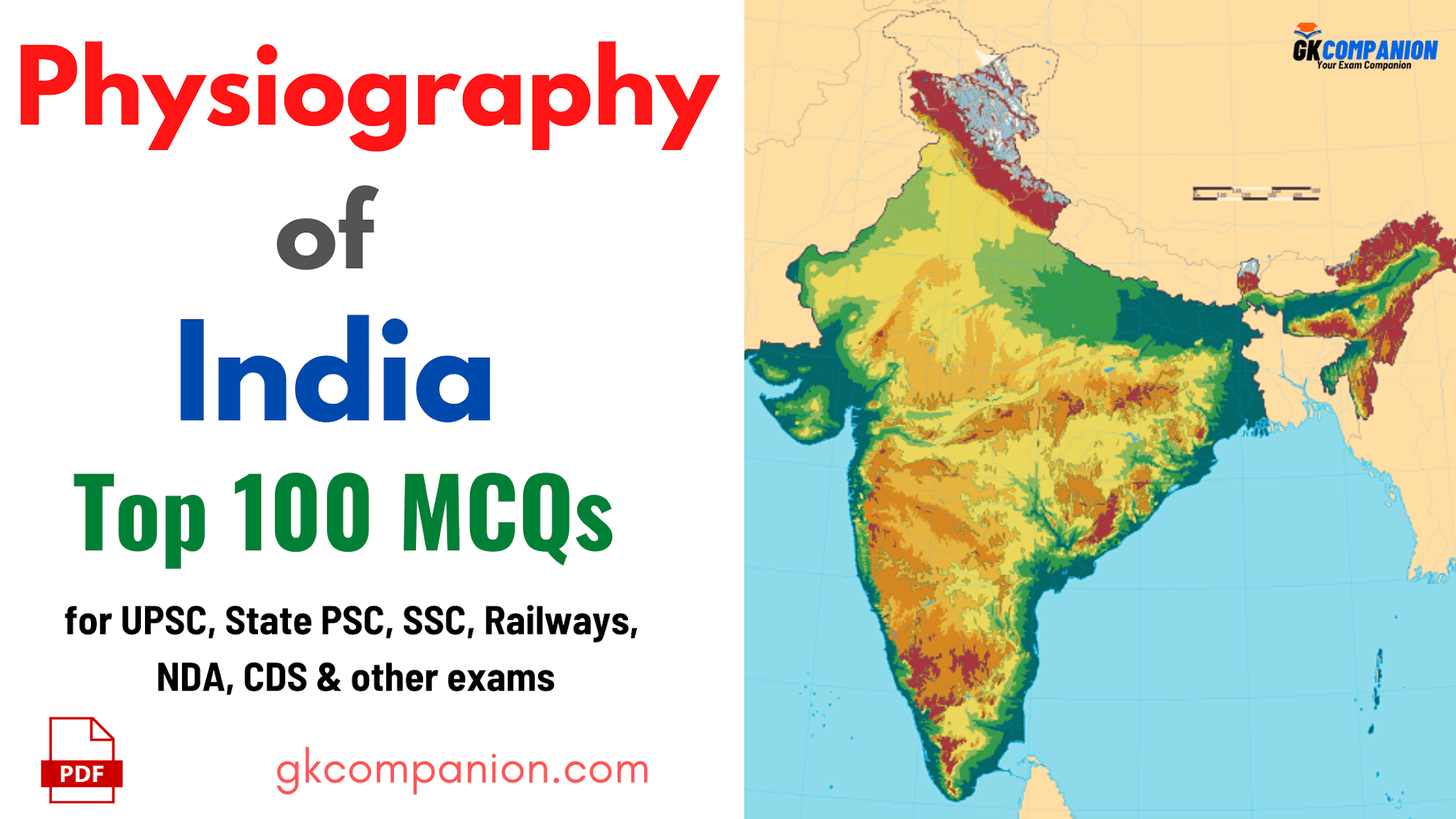 Top 100 Physiography of India MCQs for UPSC, PSC, SSC [PDF]